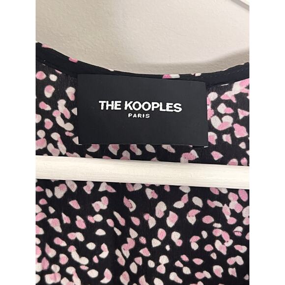 The Kooples Short Sleeve Patterned Wrap Mini Dress Pink Black Women Size 1 (XS) - Picture 7 of 11